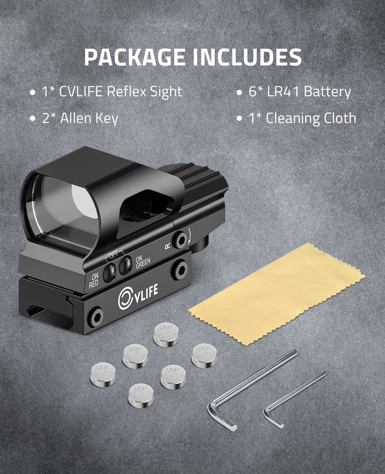 Red and Green Dot Sight with 4 Reticles for 20mm Rail – Tubeless Design 5