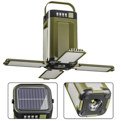 Solar Camping Lantern with Power Bank, Waterproof LED Light, Multi-Mode Portable Outdoor Camping Lamp 0