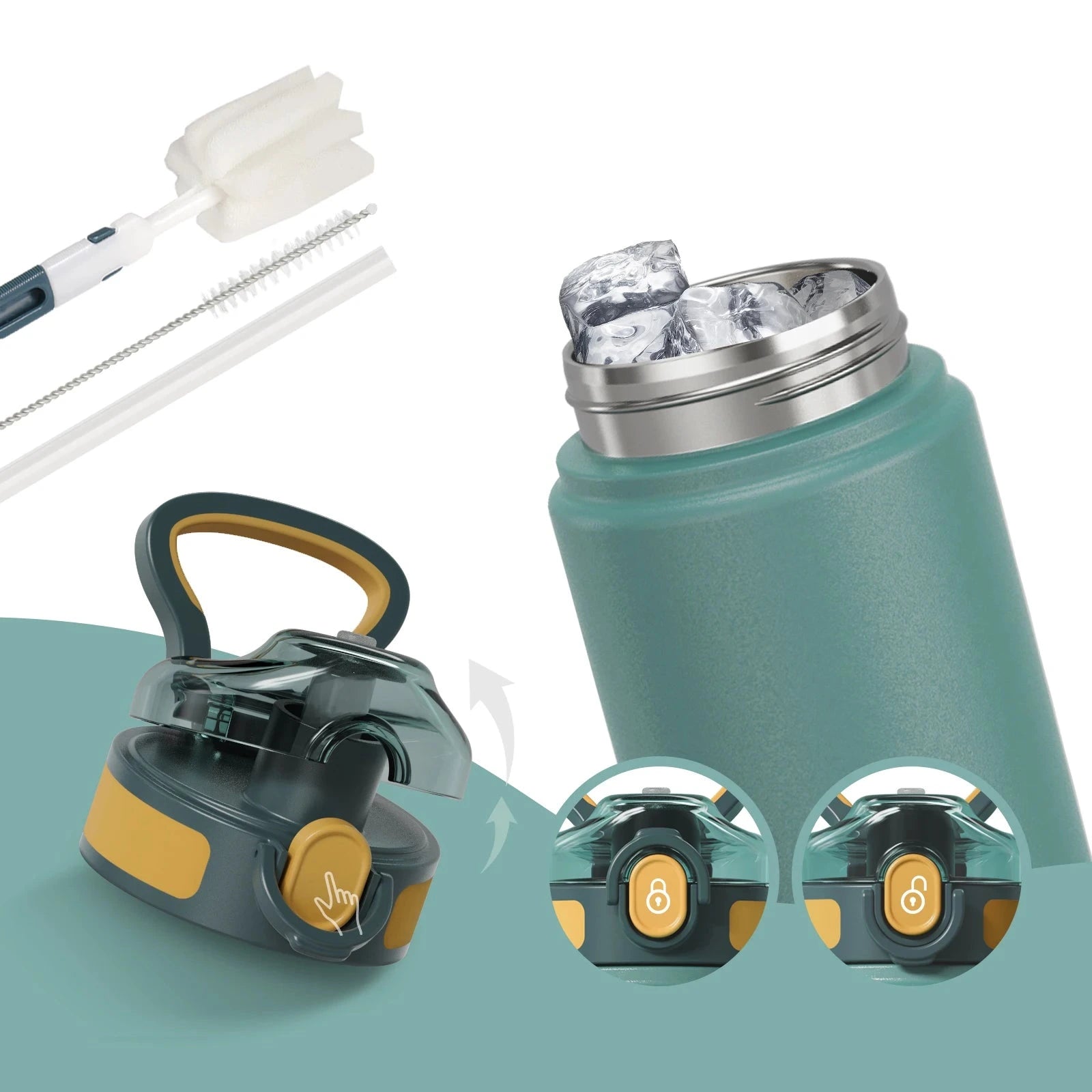 Stainless Steel Insulated Thermos Water Bottle with Straw – 600ml & 720ml for Outdoor Sports 1