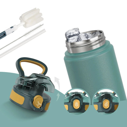 Stainless Steel Insulated Thermos Water Bottle with Straw – 600ml & 720ml for Outdoor Sports 1
