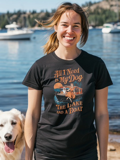 All I Need Is My Dog the Lake and a Boat T-shirt