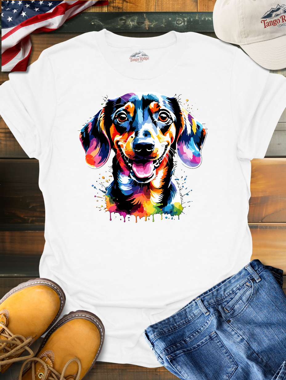 Dashing Dachshund | Dachshund Watercolor Print Unisex T-shirt