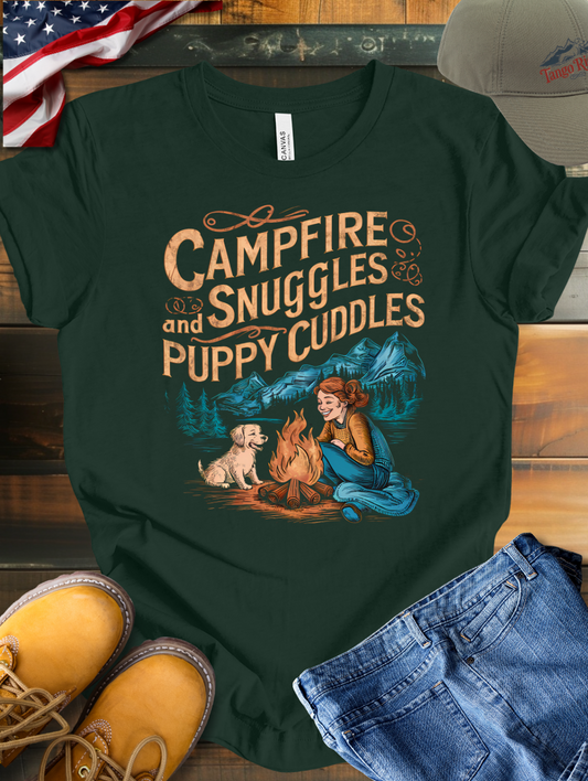 Campfire Snuggles and Puppy Cuddles T-shirt | V2